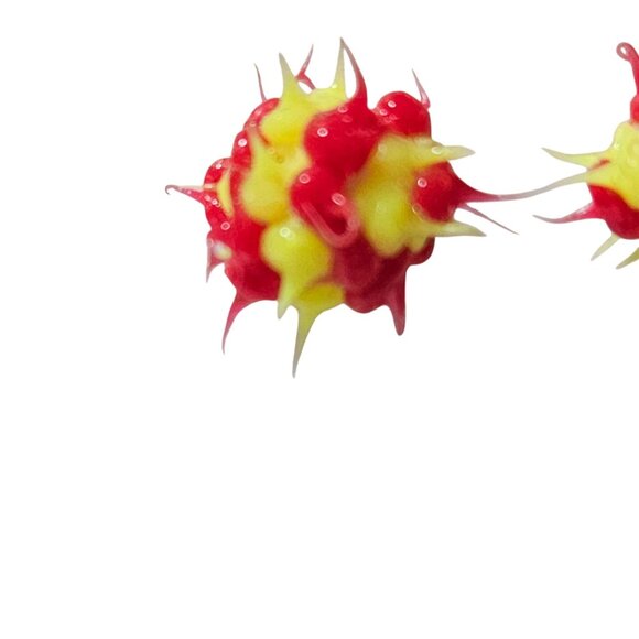 Retro 80s Spike Ball Stud Earrings Red Yellow Statement Punk Fashion Jewelry - Picture 2 of 4